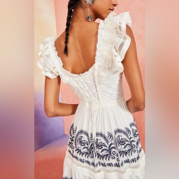 Ulla Johnson White and Black Maxi Juliette Dress SZ (6) - Picture 3 of 15